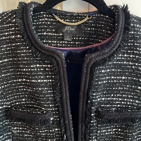 J crew tweed coat with fringe and metallic accent - Picture 2 of 3